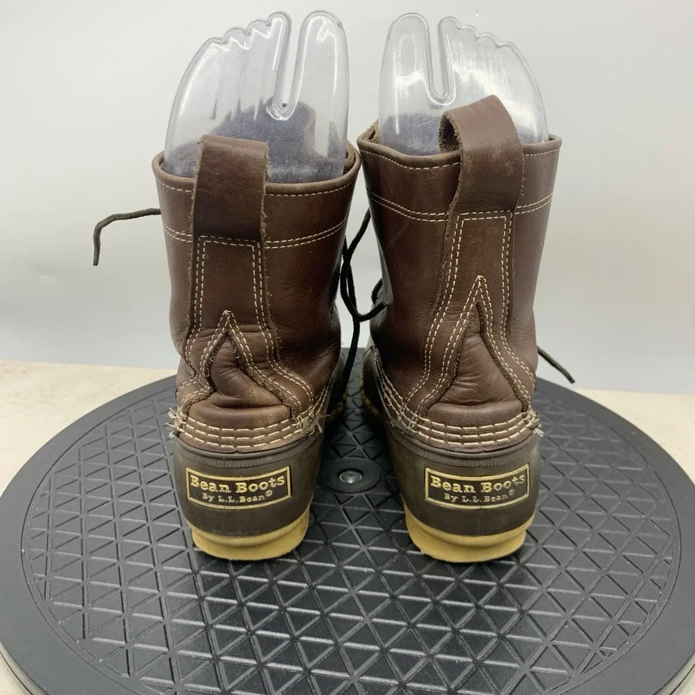 LL Bean Duck Boots Women Size 8 Shoes Dark Brown Leather Rubber Mid 8